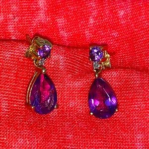Amethyst and diamond earring